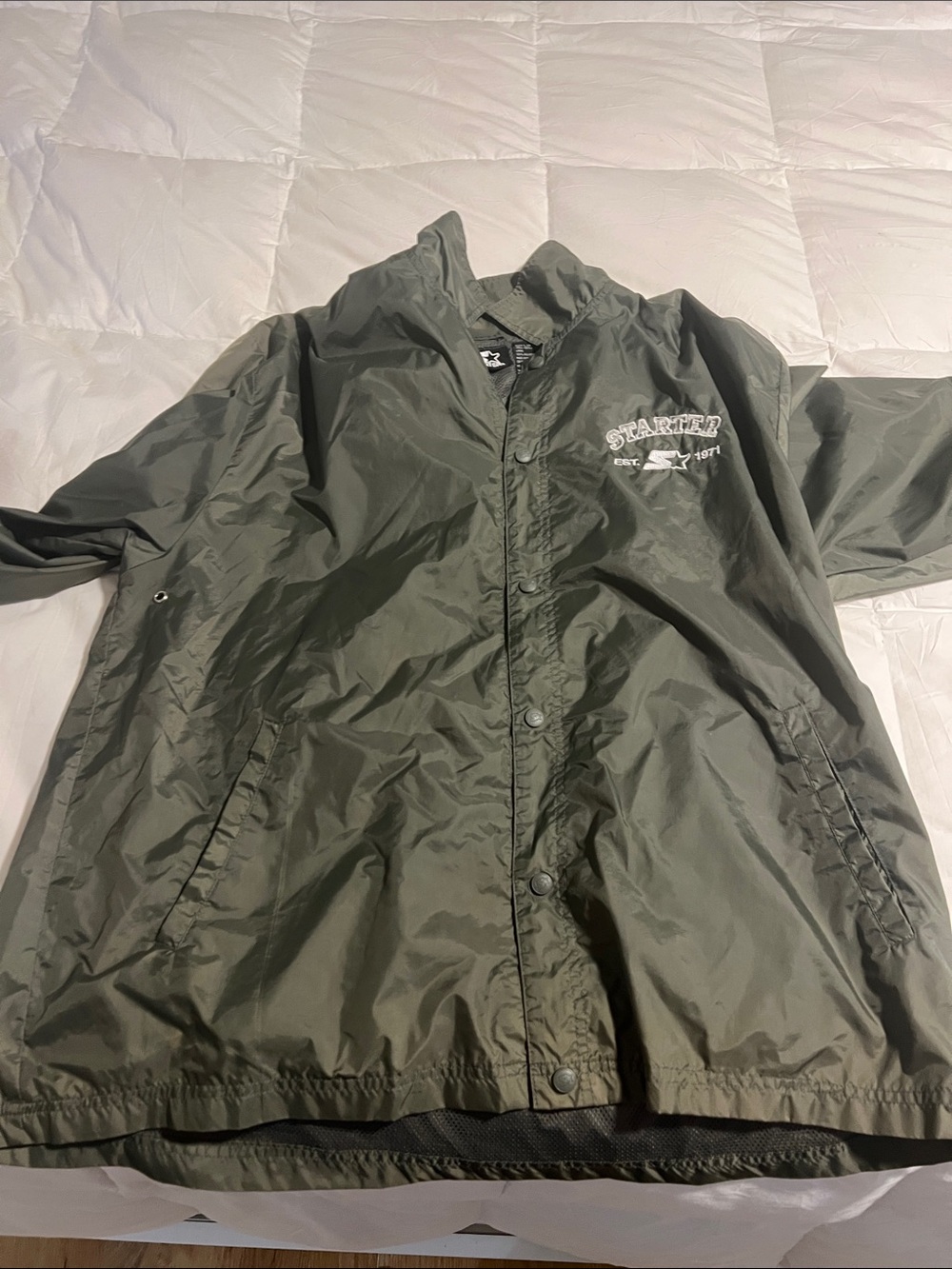 STARTER Olive Green Coach Jacket with Chest Logo